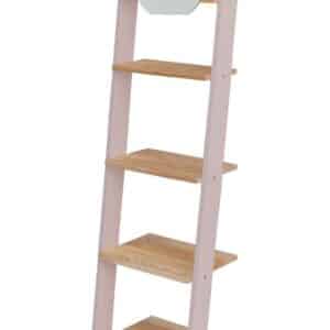 ASHME lille stigehylde med spejl - mørk pink/asketræ hylder