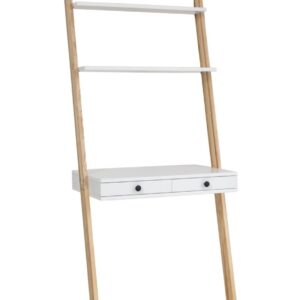 LENO Stigehylde Skrivebord 79x183cm - Asketræ / Hvid