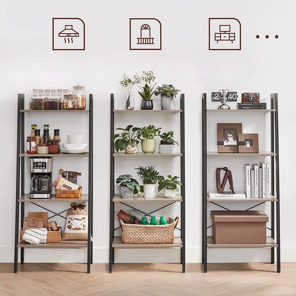 Reol - stigereol i industrielt design - grå beige 138 x 56 x 34 - Reoler og hylder > Reoler - gulvreoler og stuereoler - Daily-Living