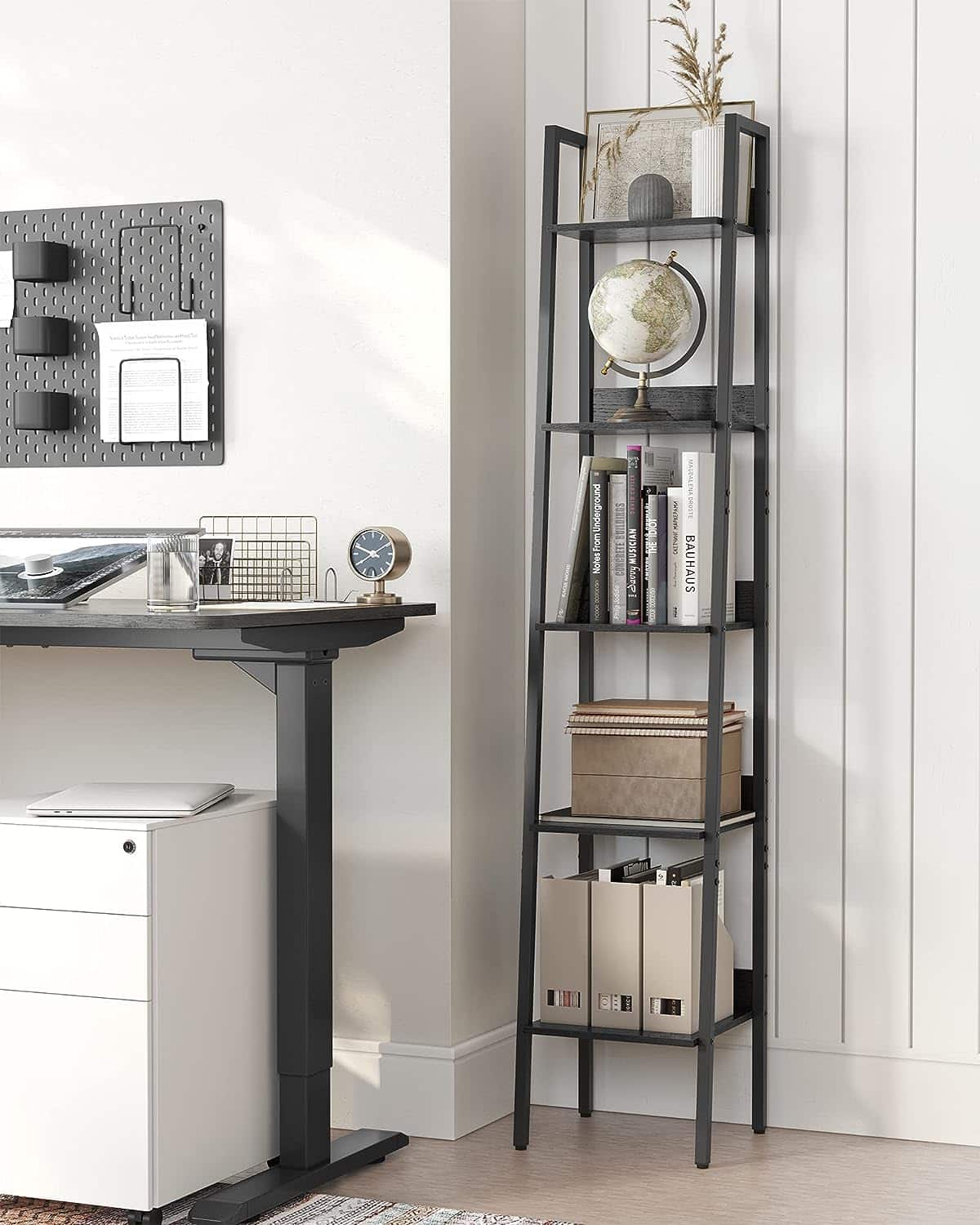 Stigereol, 5-lags, industriel, L33,8xB30xH170 cm, sort