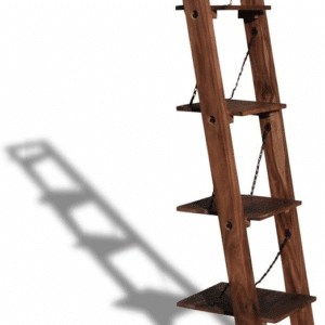 Stigereol OBUZI HayFay i rosentræ & jern H185xB40xD43 cm, mørk natur, urban opbevaringsreol