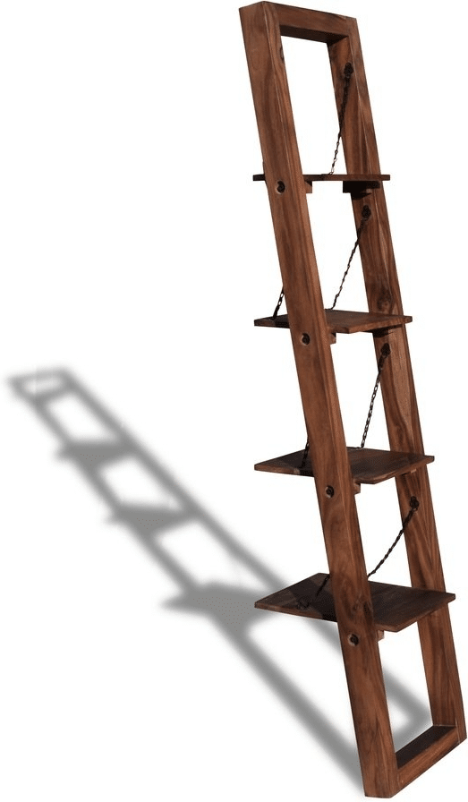 Stigereol OBUZI HayFay i rosentræ & jern H185xB40xD43 cm, mørk natur, urban opbevaringsreol