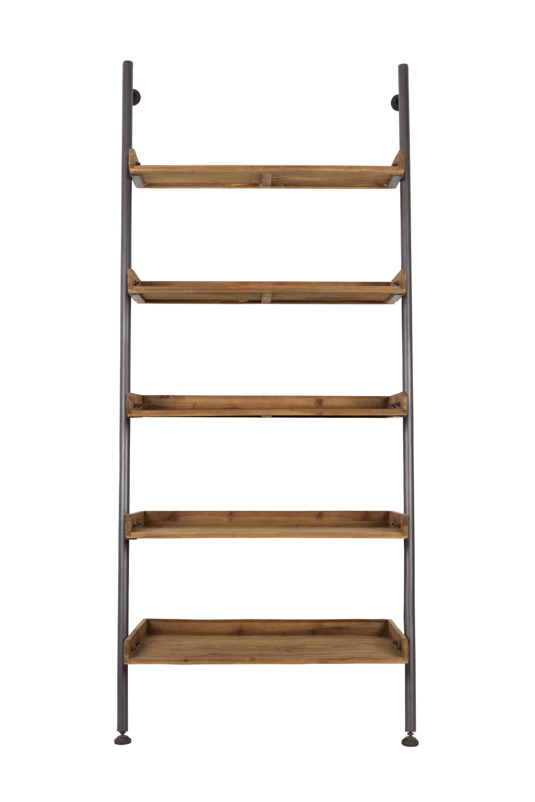 WHITE LABEL LIVING Wally stigereol, m. 5 hylder - brun fyrretræ